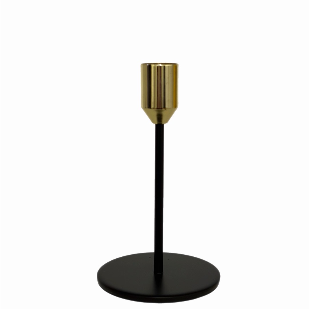 Metallist küünlajalg - Must-Kuld - 14 cm